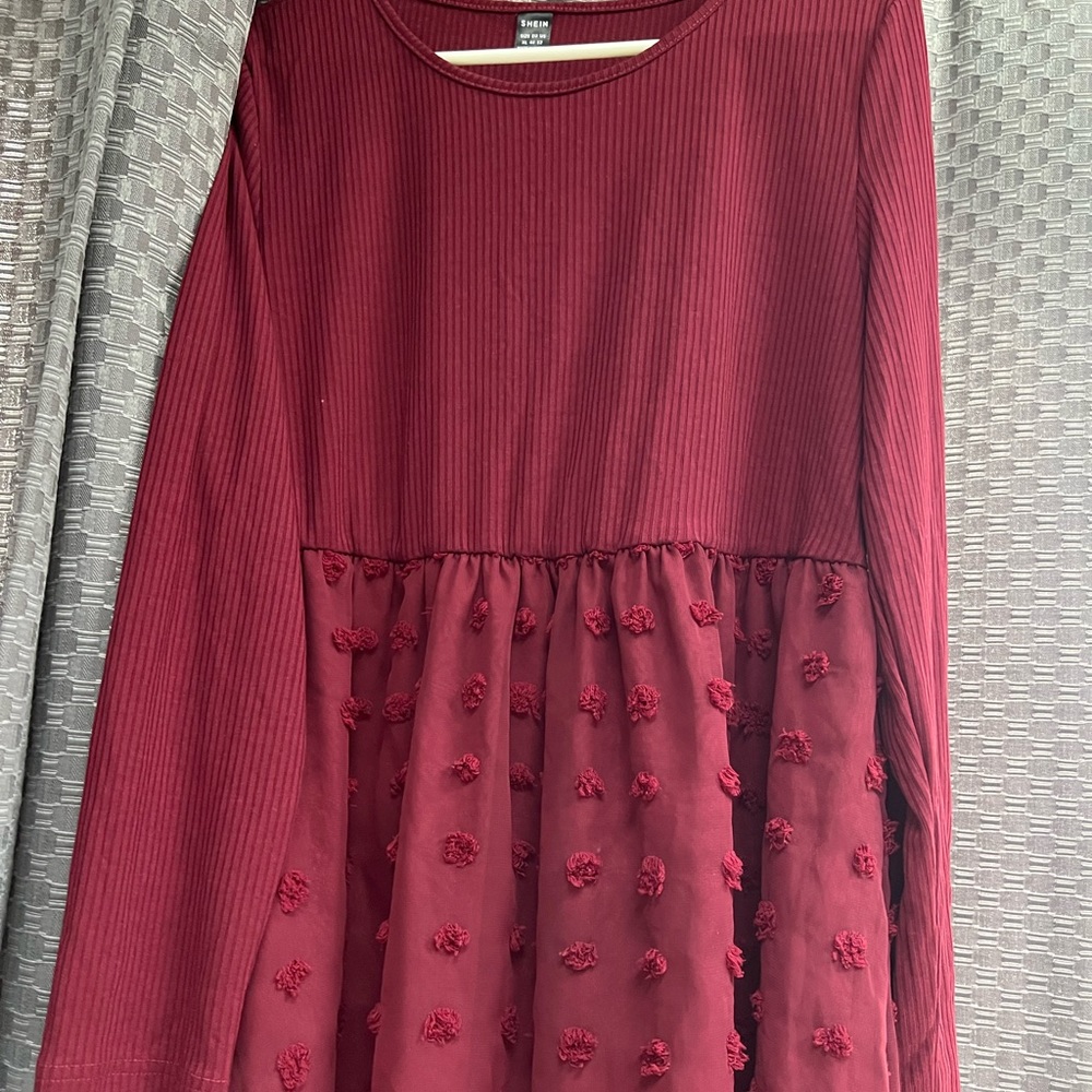 Maternity belted Swiss dot dress